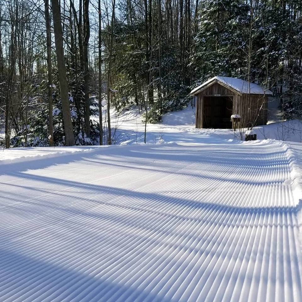 A xc ski trail at Byrncliff Resort