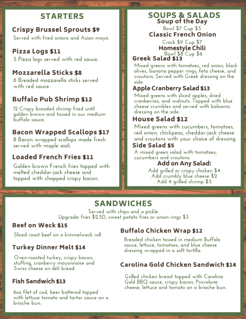 restaurant byrncliff winter menu 1