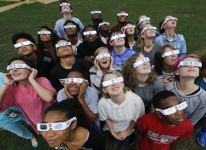 Kids watching the solar eclipse - Byrncliff Golf Resort & Banquets, Wyoming County, NY