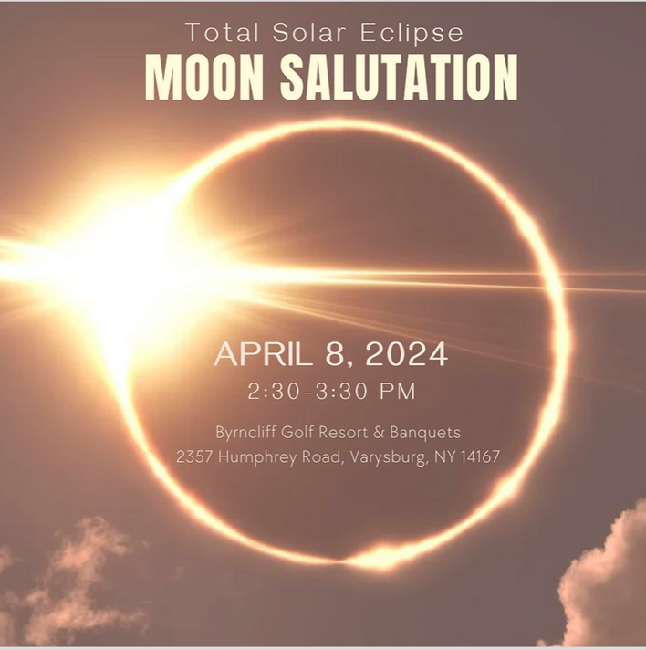 yoga at Byrncliff - total solar eclipse Moon Salutation April 8, 2024