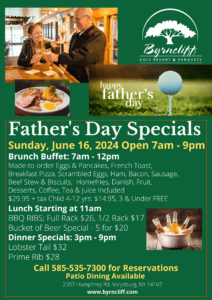 Father's Day specials, Byrncliff Golf Resort & Banquets 2024