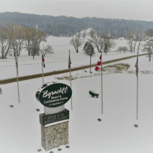 entrance to byrncliff golf resort, in the Winter. 