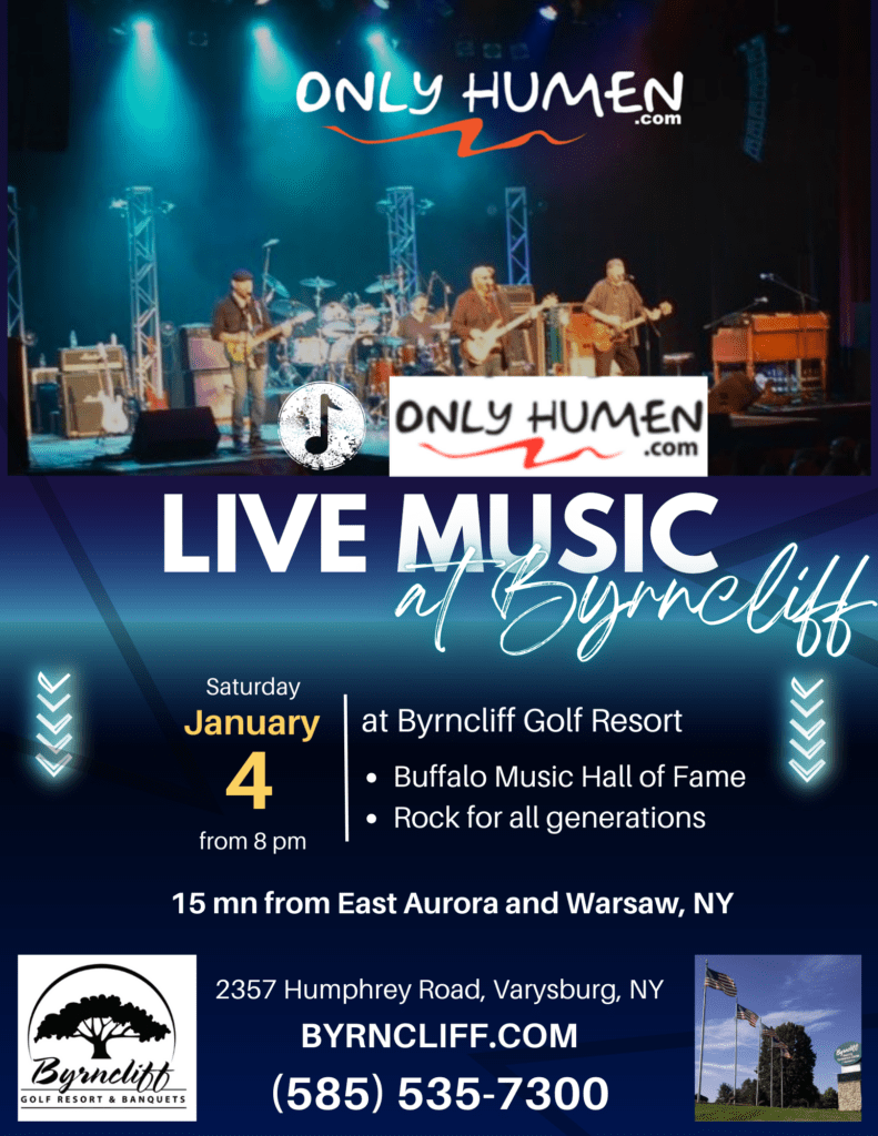 only humen rock band at Byrncliff Golf Resort, Sat Jan 4 2025