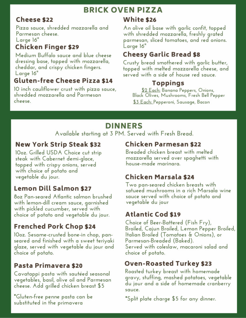Byrncliff Restaurant Summer 2025 Menu page 3