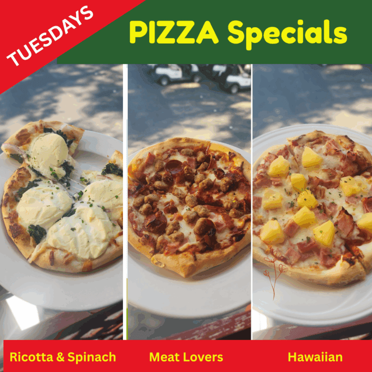 pizza restaurant specials, byrncliff golf resort & banquets, varysburg, NY