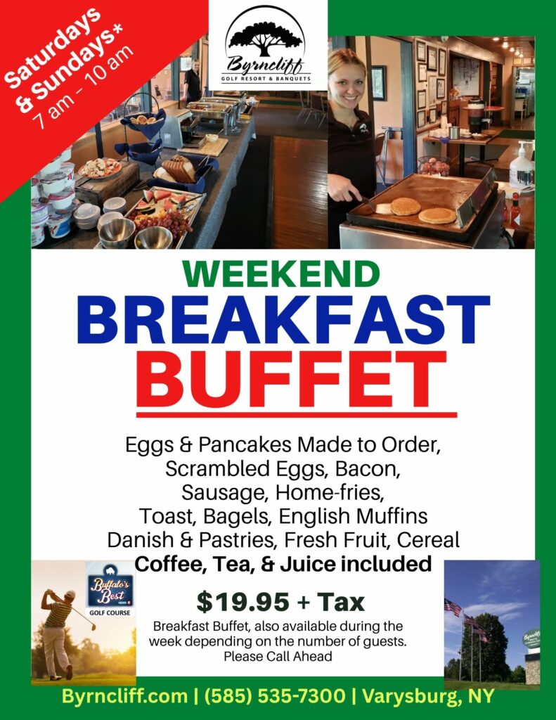 breakfast buffet at Byrncliff Golf Resort, near East Aurora, NY