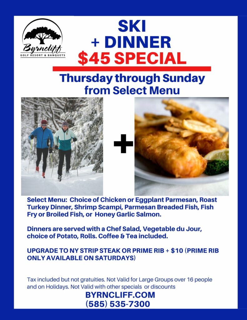 cross country ski / nordic ski and dinner specials 2026, Byrncliff Golf Resort & Banquets