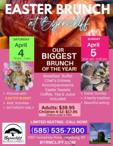 2026 Easter Brunch near East Aurora NY Byrncliff Resort