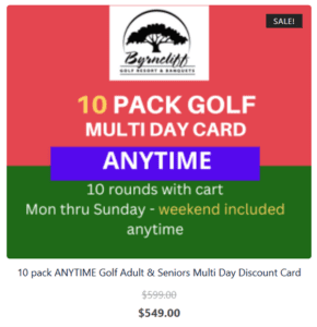 10 pack value pack sale Byrncliff Golf Course, Western New York