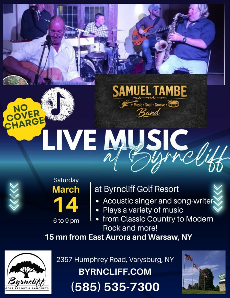 sam tambe live music at Byrncliff Resort March 14 2026