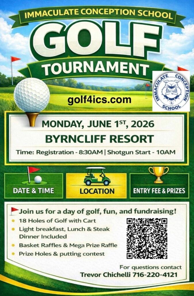 Golf Tournament Immaculate conception June 1st, 2026, Byrncliff Golf Resort