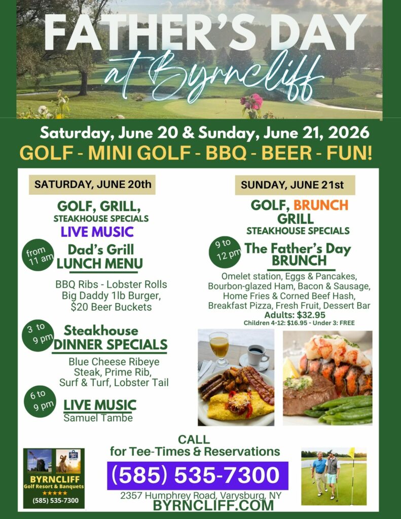 2026 Father's Day specials, Byrncliff Golf Resort, Buffalo NY