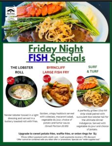 Friday night Fish Fry and Fish specials, Byrncliff Golf Resort & Banquets