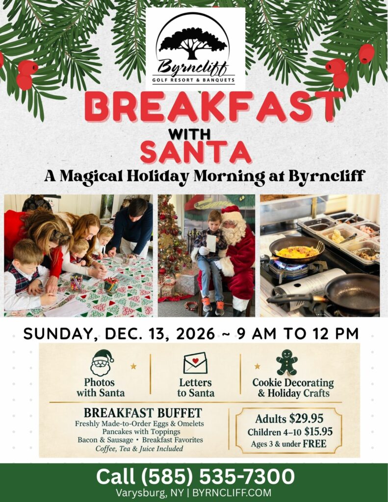 Breakfast with Santa Claus, photos, cookie decorating at Byrncliff Golf Resort