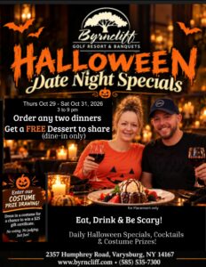 halloween restaurant specials, byrncliff golf resort